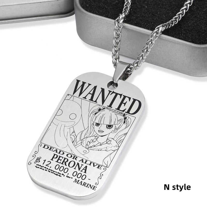 Luffy/Zoro/Nami/Sanji titanium steel material handsome cartoon role bounty mark necklace