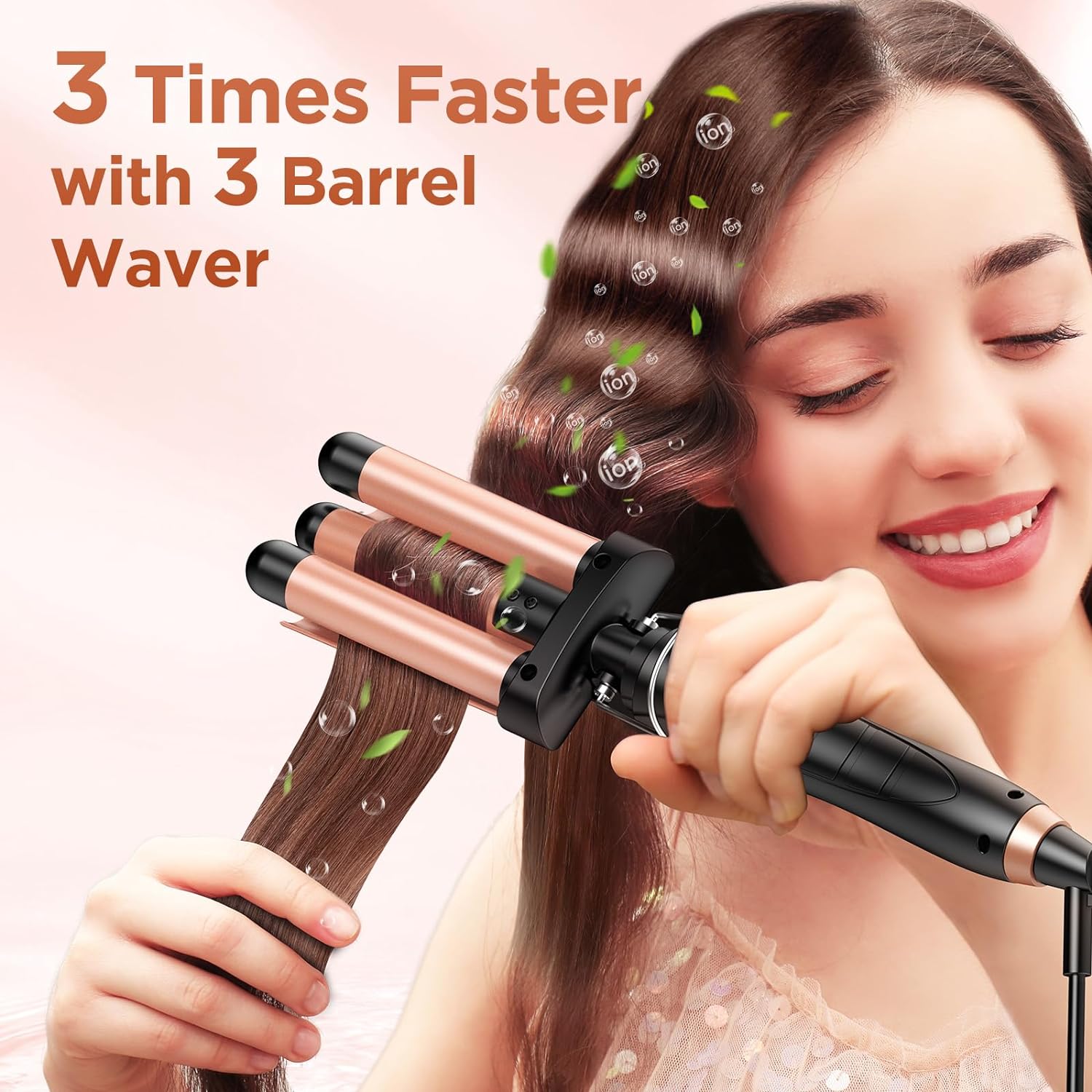 Curling Iron, 5 in 1 Curling Wand Set with 3 Barrel Hair Crimper Hair Tool & 4 Interchangeable Ceramic Curling Wand(0.35”-1.25”),