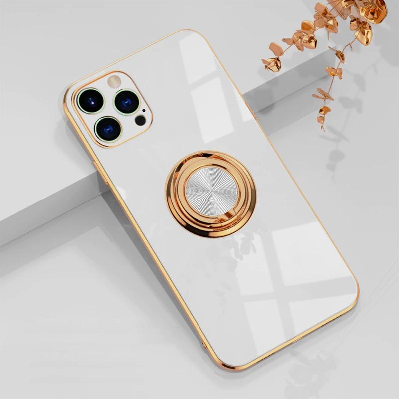 Aere Luxury Plated iPhone Case With Ring For Series 14 swasaw