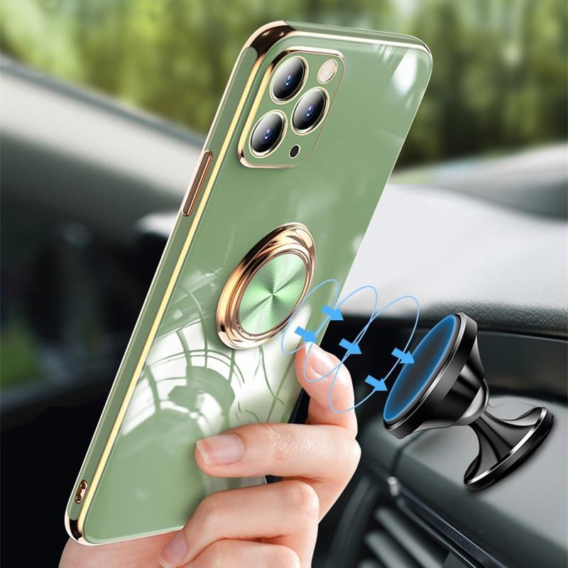 Aere Luxury Plated iPhone Case With Ring For Series 14 swasaw