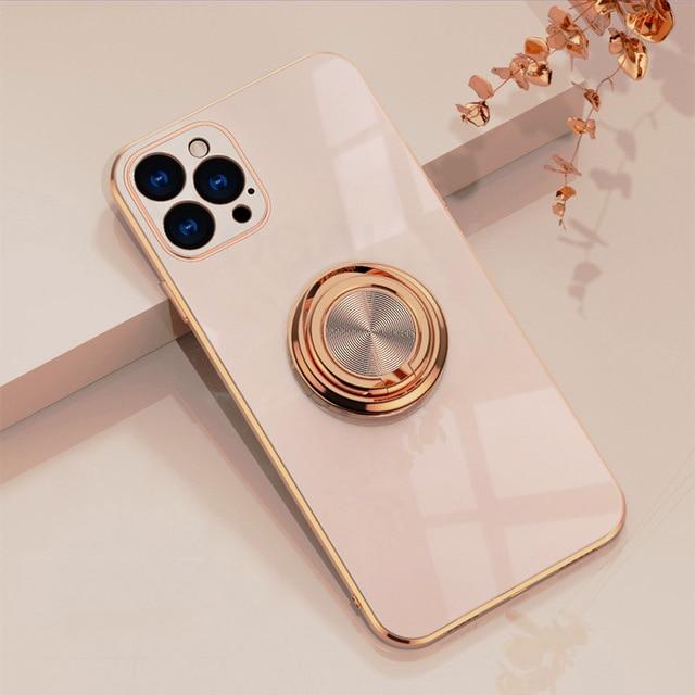 Aere Luxury Plated iPhone Case With Ring swasaw