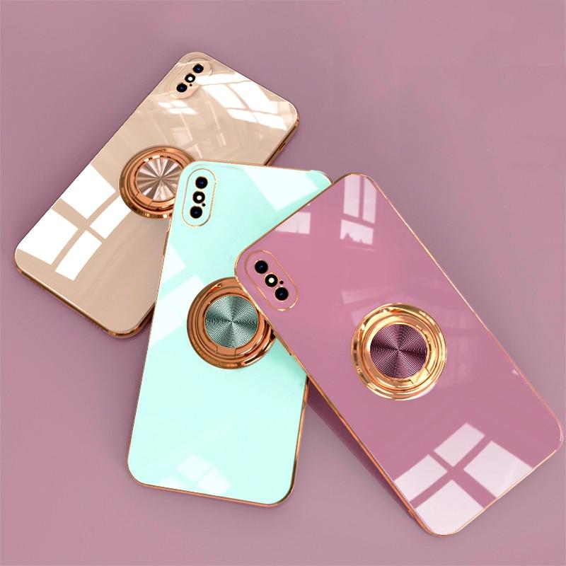Aere Luxury Plated iPhone Case With Ring swasaw