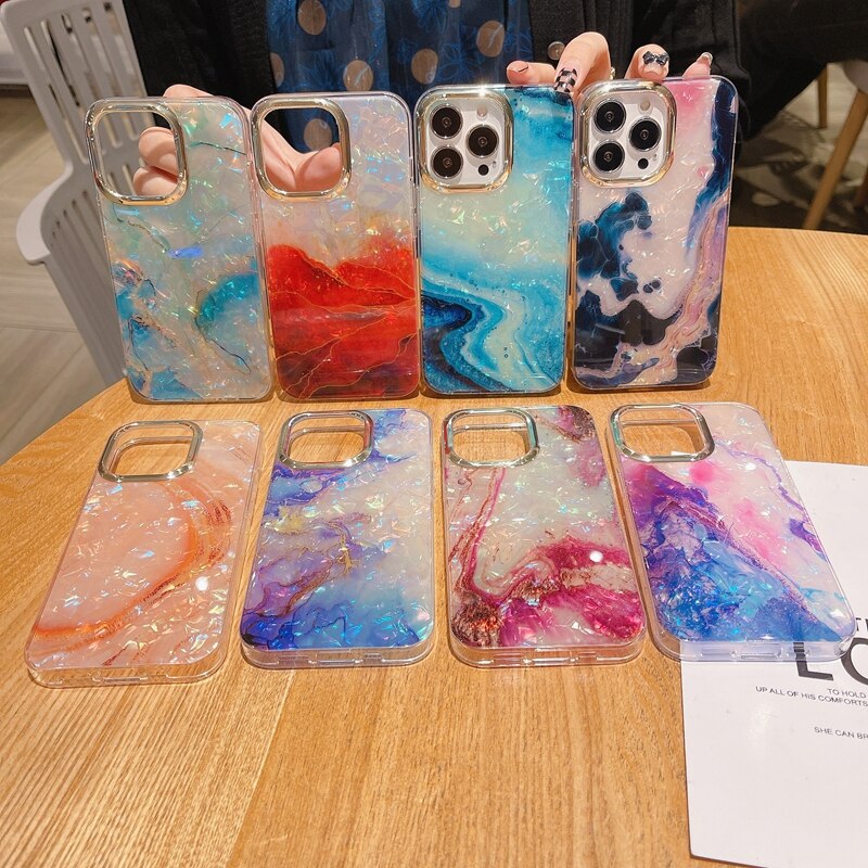 Luxury Marble Shell Pattern Phone Case For Iphone 11 12 13 14 Pro Max