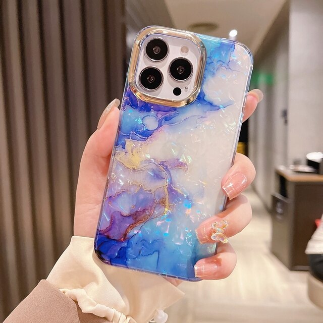Luxury Marble Shell Pattern Phone Case For Iphone 11 12 13 14 Pro Max