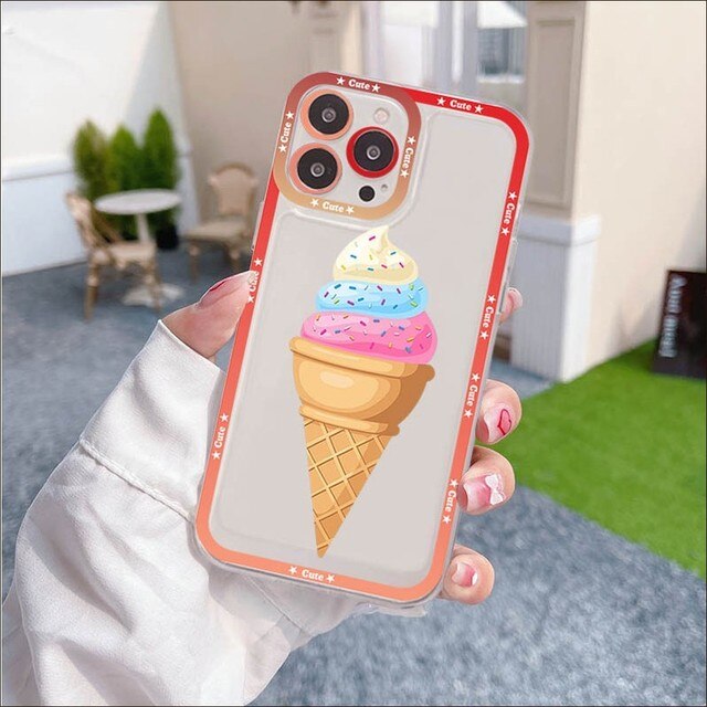 2023 latest iPhone transparent ice cream case